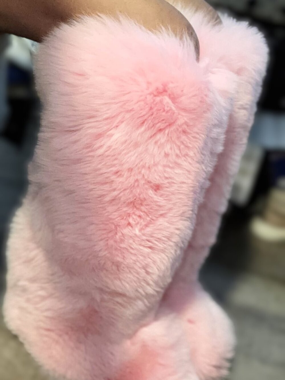 AUTHENTIC Arctic Fox Fur 50cm Tall Boots Size 7.5 NWT Fall Drop in Baby Pink - Picture 13 of 13